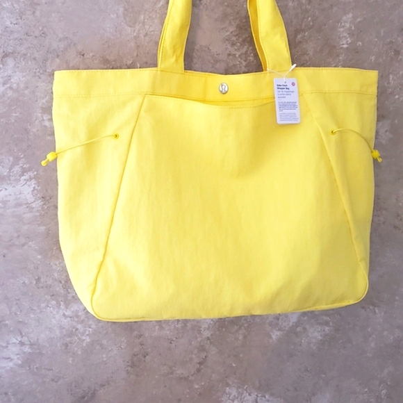 Lululemon Side-Cinch Shopper Bag Stunning Bright Yellow Durable Easy 2 Clean NWT - Picture 2 of 13